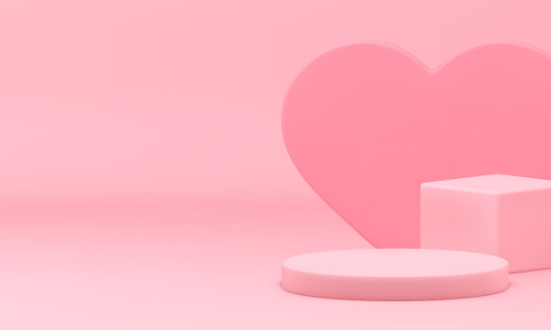 粉红色优雅的3d讲台基座模拟化妆品展示演示现实向量图片下载