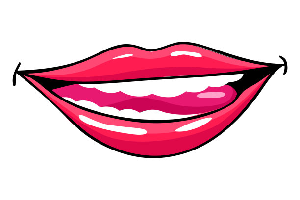 红唇女性。女人表达情感，美的概念。现代波普艺术风格，平面矢量设计插画图片下载