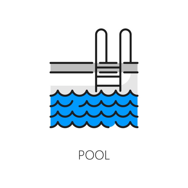 游泳池图标的房地产或房屋租赁设施图片下载