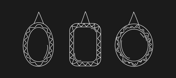 简单的框架，线性图标。设置涂鸦，手绘的文本装饰垂直空白模板集合。祝贺或婚礼相框。矢量布局，空间的文字，照片。图片下载