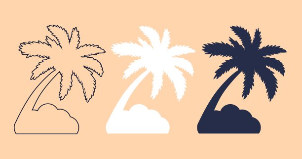 橙色背景上的热带树叶图标，图片下载