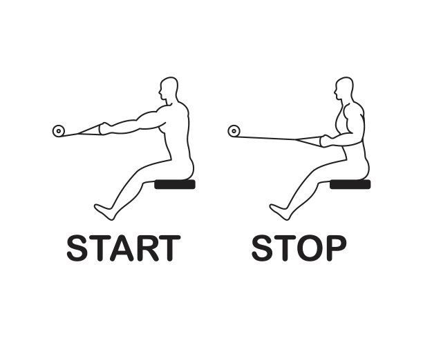 拉水平滑轮，在健身器材上做运动，画一个人做运动的线条。图片下载