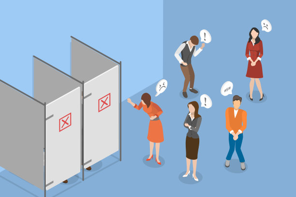 公共厕所三维等距平面矢量概念图图片下载