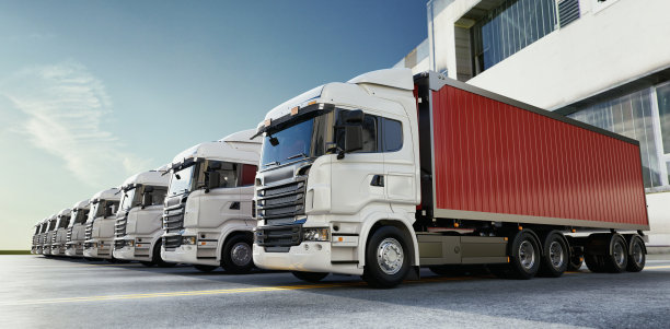 卡车、工业和仓库。3d，渲染，插图，图片下载