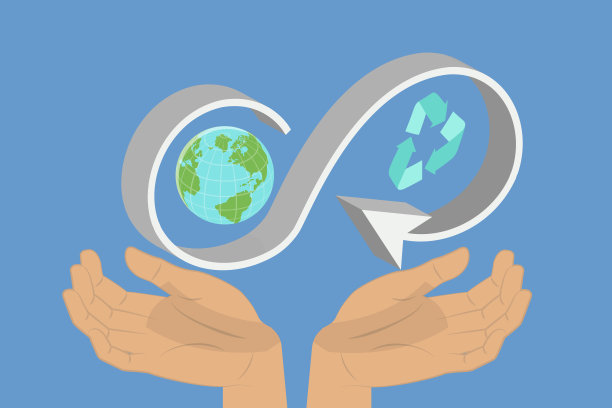 三维等距平面矢量循环经济概念图图片下载