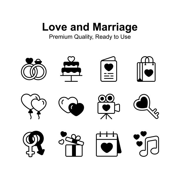 抓住这个惊人的爱情和婚姻图标的高级使用。图片下载