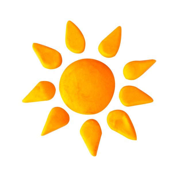 太阳橡皮泥隔离在白色背景上图片下载