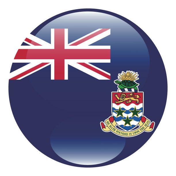 开曼群岛国旗。开曼群岛圆旗。国旗图标。标准颜色。圆形标志。电脑插图。数码插图。矢量插图。图片下载