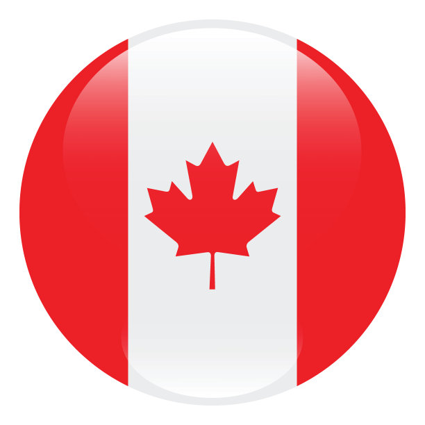 加拿大国旗圆形按钮图标电脑数字矢量插画图片下载
