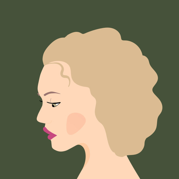 一个时尚女人的肖像。一个欧洲黑发女人的侧面头像。女孩的脸。平面设计的登陆页，横幅，社交媒体头像。颜色矢量图图片下载