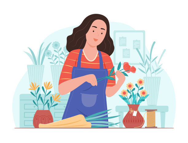 花店里插花的女花匠图片下载