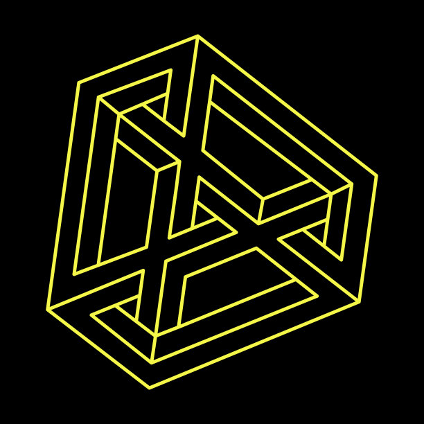 不可能的元素。行设计。不可能的形状。视错觉对象。光的艺术。图片下载