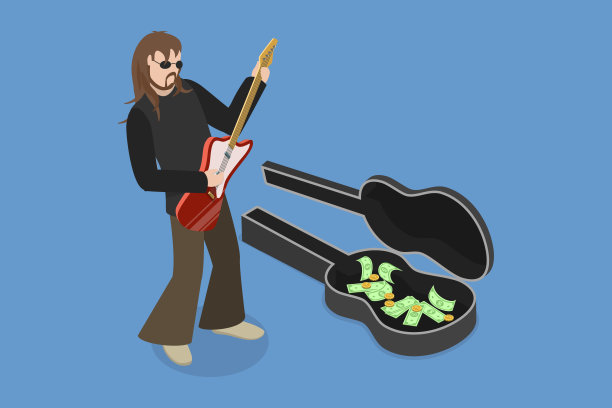 街头表演的三维等距平面矢量概念插图图片下载