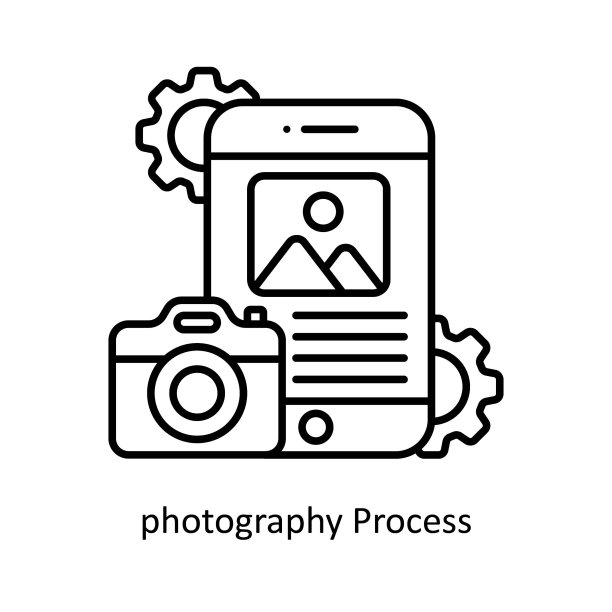 摄影过程矢量轮廓图标风格插图。白色背景上的设计和开发符号。EPS 10文件图片下载
