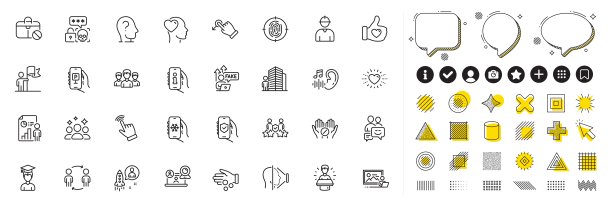 一组工作流，失业和网络攻击线图标的web应用程序。象形图标矢量图片下载