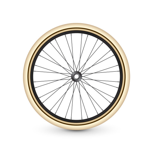 现实的3d复古自行车车轮。自行车橡胶轮胎，闪亮的金属辐条和轮辋。健身自行车，旅游，运动，公路和山地自行车。矢量图图片下载