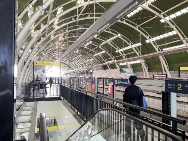 雅加达轻轨火车站内景。印尼公共交通。图片下载