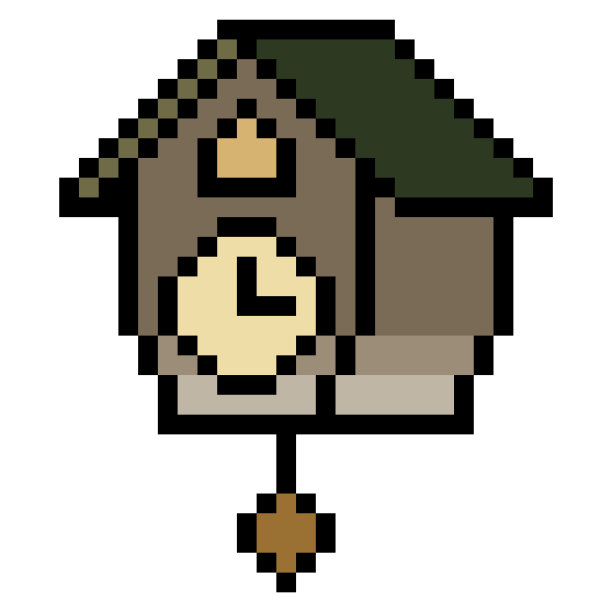 布谷鸟时钟像素艺术风格图片下载