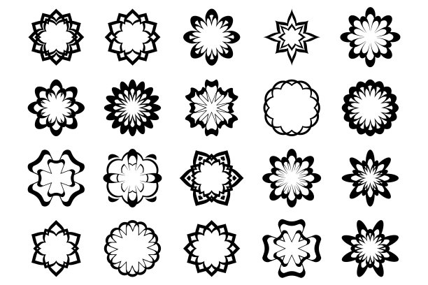 花图标集。现代抽象图标或标志。用于设计的几何形状。图片下载