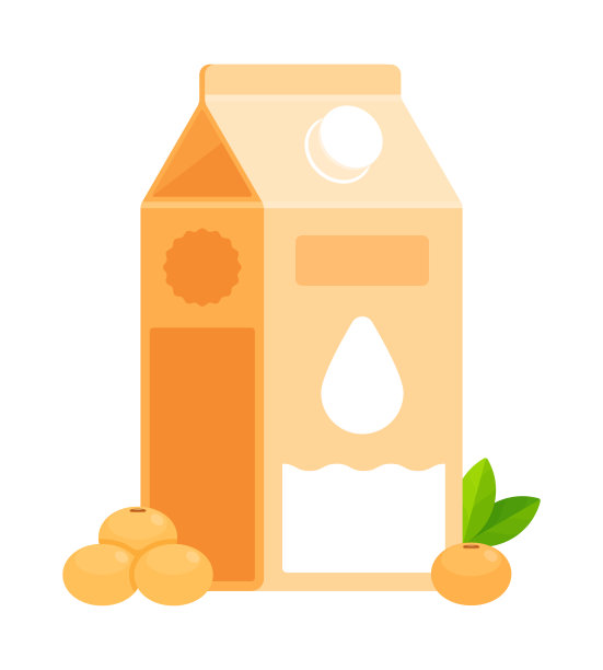 豆浆纸盒。平面图标孤立在白色背景。素食者和乳糖不耐症消费者的无乳饮料概念。非常适合包装设计和健康食品促销图片下载