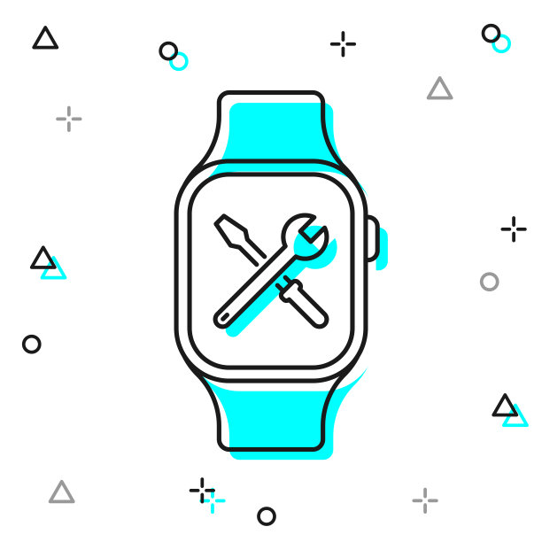 智能手表设置-工具。白色背景上的线图标图片下载