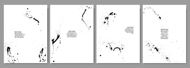 矢量插图。创意艺术凌乱的背景设置。黑色墨水飞溅。设计元素的海报，框架，照片覆盖，小册子，书籍或杂志封面，布局，传单，代金券图片下载