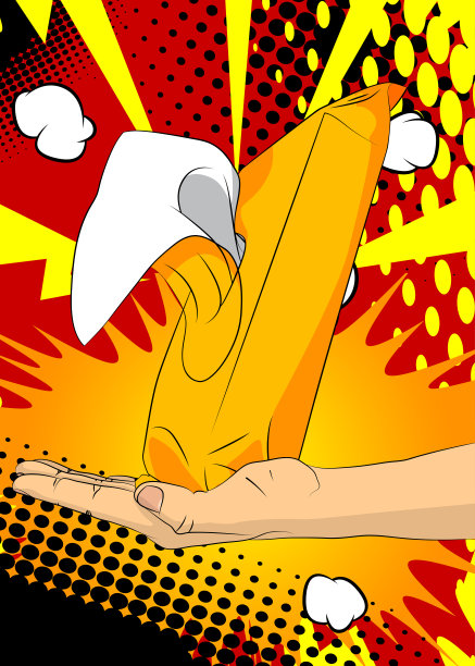 卡通，漫画人的手拿着湿纸巾。复古矢量漫画波普艺术设计。图片下载
