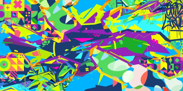 新潮抽象城市街头艺术涂鸦风格矢量拼贴插画背景模板图片下载