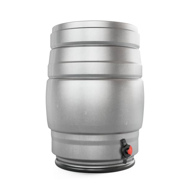 一个开放的不锈钢桶在白色表面的3D渲染图片下载