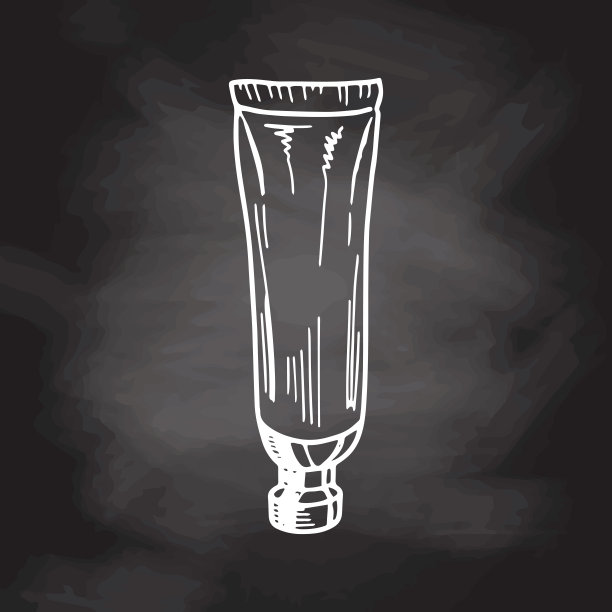 手绘管霜，美容美容元素，自我护理黑板背景。为美容院、化妆品店、彩妆设计插画。涂鸦素描风格。图片下载