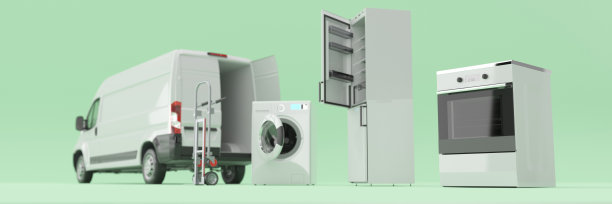 面包车运送不同类型的电子产品概念3d渲染图片下载