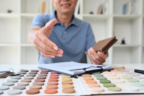 自信的中年室内设计师对着镜头握手图片下载
