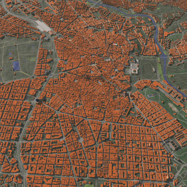 西班牙马德里的城市和城市的3D插图图片下载