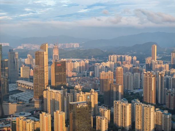 中国深圳全景天际线航拍照片图片下载