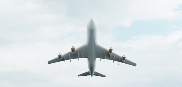 飞机在天空中飞行多云天空的3D插图图片下载