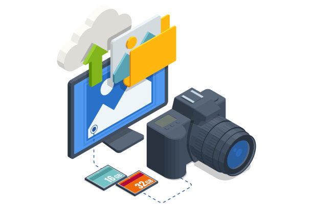 具有专业设备的等距现代摄影工作室。数码单反相机Photocamera图片下载