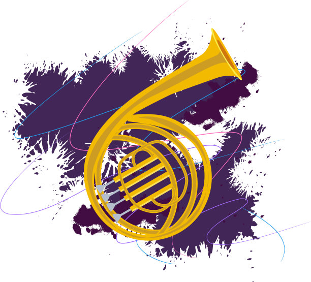 带有垃圾摇滚的法国圆号乐器图片下载