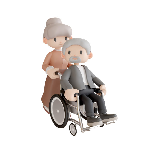 一位老人坐在轮椅上，由他的伴侣推着图片下载