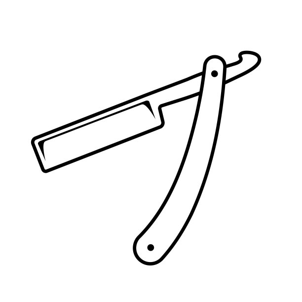 理发师刀片图标。理发店的标志。刮胡子符号。理发沙龙轮廓复古插画。老式男士美容设备。图片下载