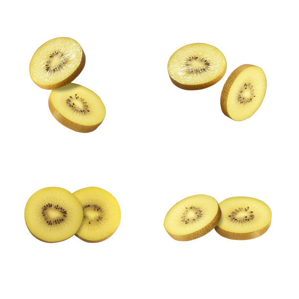 黄色或绿色猕猴桃切片，孤立在白色背景上。单件，切开图片下载