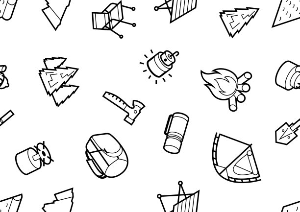 旅游露营模式。户外旅游生存装备。图片下载