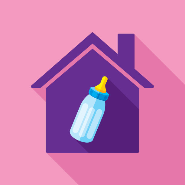 房子婴儿奶瓶图标扁平图片下载