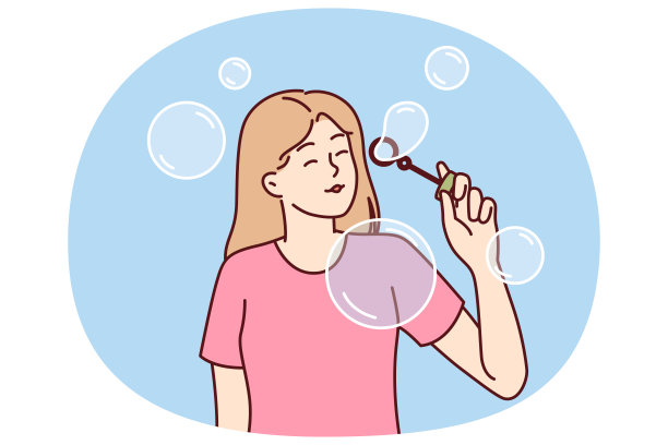 十几岁的女孩吹肥皂泡，享受存在的自由时间和没有紧急事情图片下载