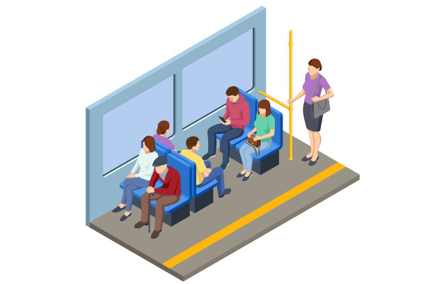 等距地铁地下列车。人，地铁里的乘客。通勤乘客。通勤乘客。地铁列车收藏。载客车:为运载大量乘客而设计的车辆图片下载