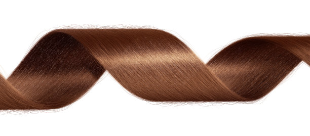 3 d渲染。有光泽的卷曲黑发缕孤立在白色背景。丰富美丽健康的栗色卷发特写，展现柔滑的质地和充满活力的光泽图片下载