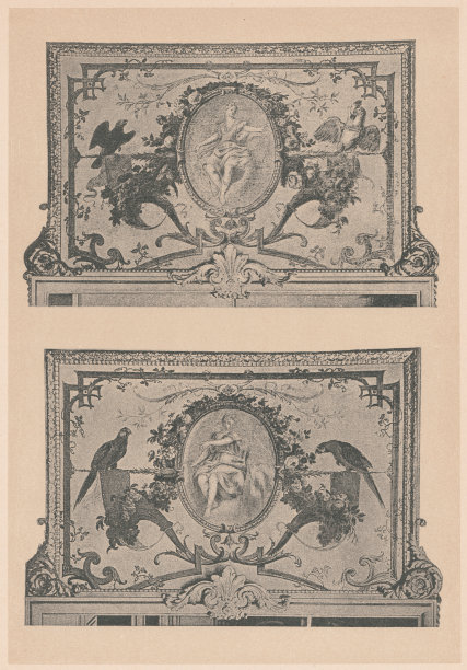 两幅支撑画，由Jean-Jacques Bachelier绘制，半色调，出版于1891年图片下载