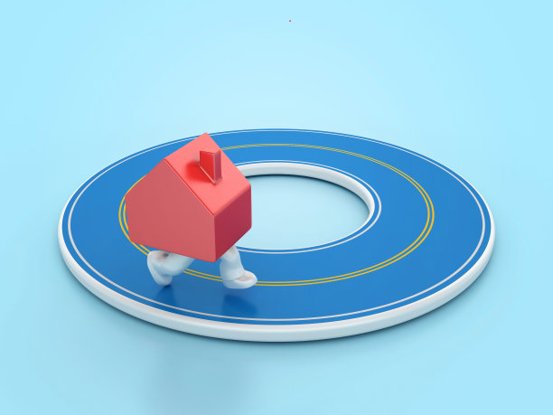 腿上有圆形道路的3D房屋图片下载