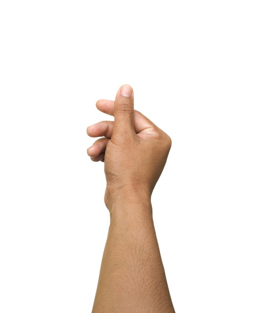 男性的手做出拿着名片或名片的手势。一些证件，身份证，护照，硬币，或者别的什么。孤立在白色背景上。图片下载