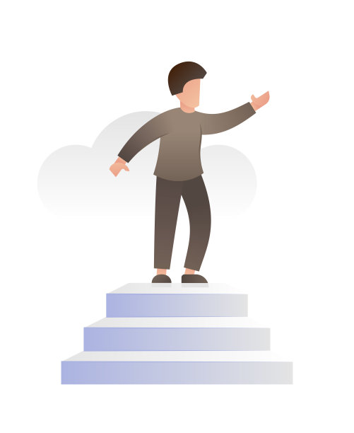 梯度矢量人物在天堂的楼梯上摆姿势图片下载