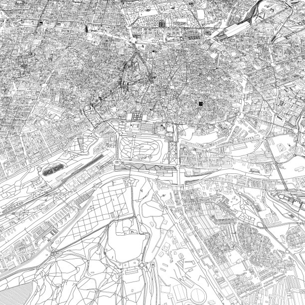 西班牙马德里的城市和城市的3D插图图片下载